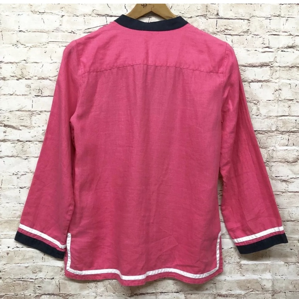 🔴SOLD Talbots Top Long Sleeve Tunic Linen V-Neck - Picture 4 of 5
